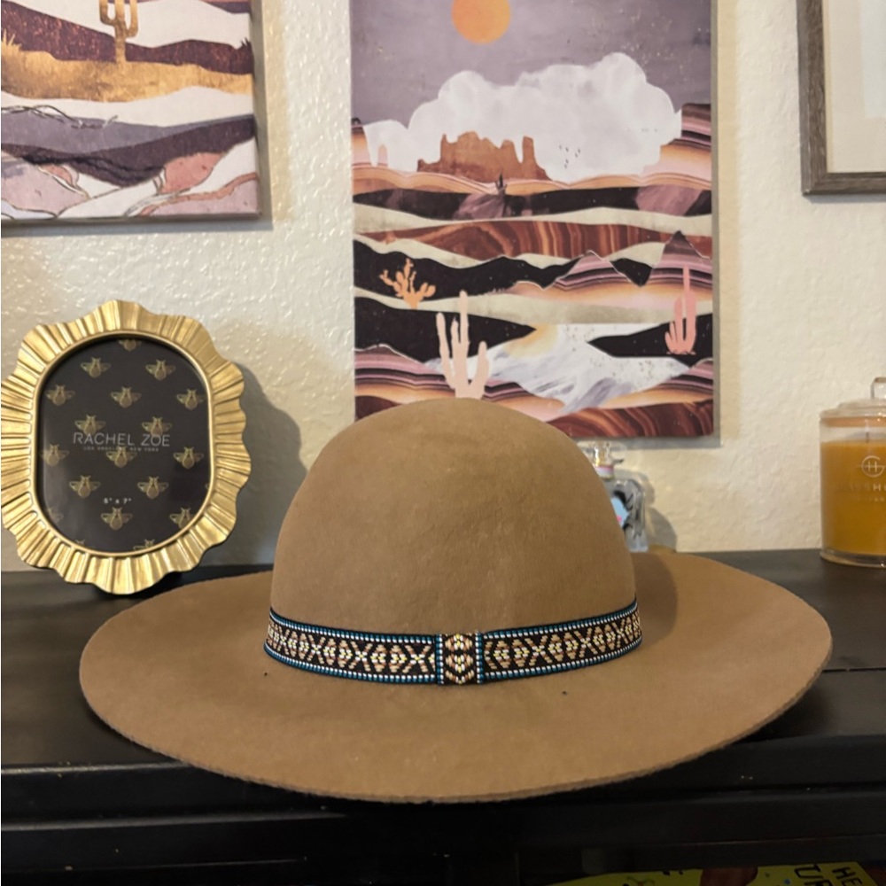 Boho Hat with Beaded Trim
